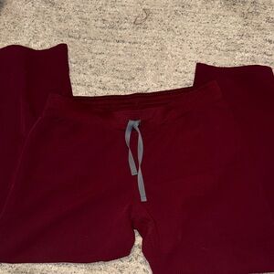 Figs Maroon Joggers with Gray Drawstring